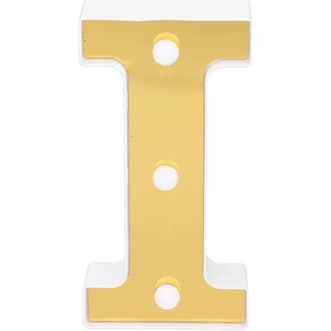 Lumière LED - OKUMGGYJ - Lettre I - Dorée - 16x8x3 cm - Intérieur - Piles AAA (1/5)