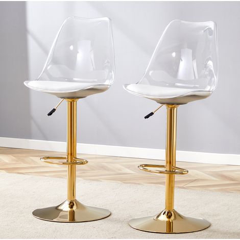 Tabourets de bar lot de 2 réglables métal doré OKMYHOME (1/5)