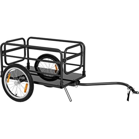 Remorque de vélo pliable 145,5 x 61 x 58 cm charge 55 kg housse amovible ambiance extérieure en métal noir (1/2)