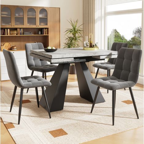 table repas extensible 4 chaises 159 cm noir gris OKMYHOME (1/5)