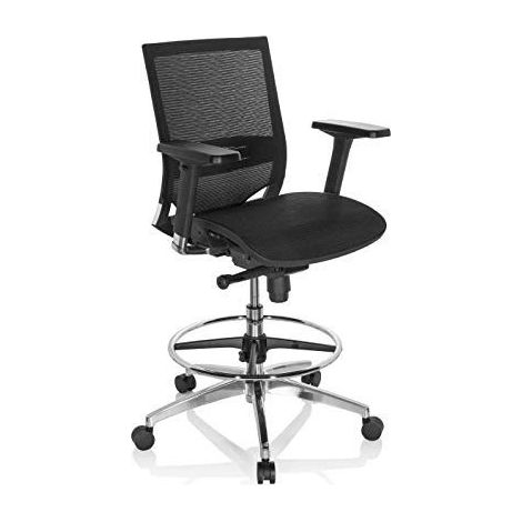 Siège technique / Tabouret technique TOP WORK 78, tissu maille bleu /noir hjh OFFICE