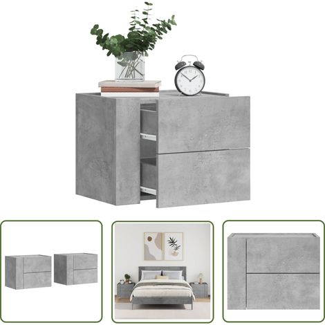 The Living Store Wand-Nachttische 2 Stk. Betongrau 45x30x35 cm - Beton Tisch - Wandregal - Nachtkästchen - Wohnraum Möbel - Schrank Regal (1/5)