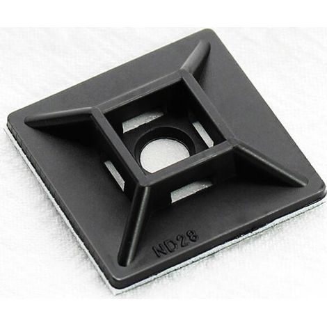 Selbstklebende Kabelbinderbasen, 19 mm x 19 mm, Schwarz, Kabelbinder, Kunststoff-Kabelbinderhalterung, Kabelbinderbasis, 100 Stück (1/5)