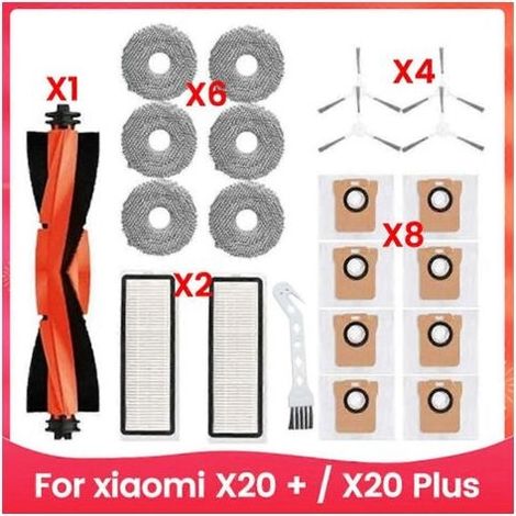 Sac à poussière, chiffon de nettoyage, brosse latérale principale et filtre HEPA pour aspirateur robot Xiaomi X20+ / X20 Plus (1/5)