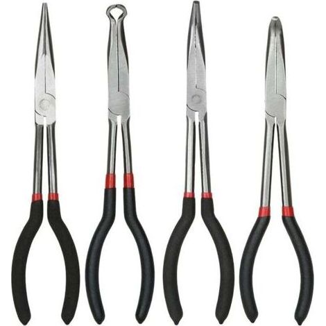 Pince et tenaille Ensemble de pinces à bec effilé de 11 pouces/28 cm, lot de 4 pinces à long bec, pinces à long bec droit, pinces à 45 degrés, pinces à aiguille à 90 degrés et pinces circulai (1/5)