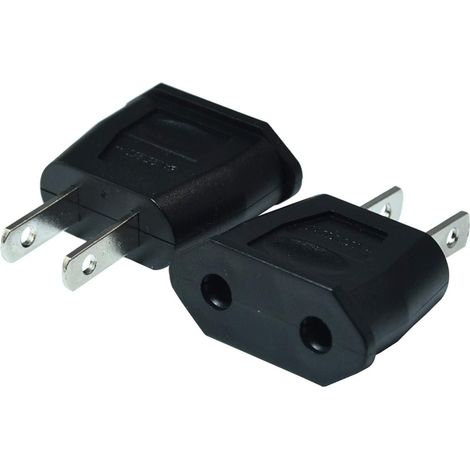 Adaptateurs de prise (Europe vers États-Unis) – Chargeurs de voyage / Convertisseurs de courant – Lot de 2 (Noir)