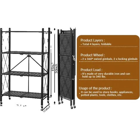 Étagère pliante, gain de place, quatre niveaux, 4 niveaux (1/2)