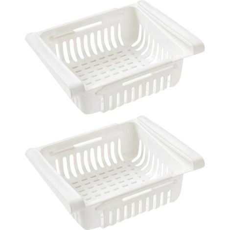 MINKUROW Kühlschrank Schublade Organizer Schublade Kühlschrank Regal Halter Aufbewahrungsbox Kühlschrank Trennschicht Home Organizer (2 Stück, Weiß) (1/5)