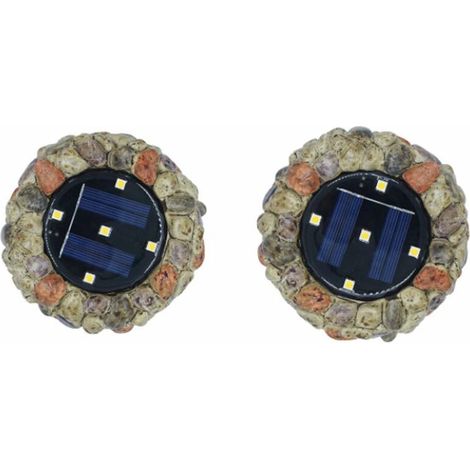 2 pièces de lumières enterrées en résine solaire 5LED cour extérieure lumières de pelouse enterrées simulation lumières de pierre lumières de jardin lumière blanche (cailloux (1/5)