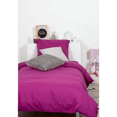 Housse de couette - COLLECTION POLYCOTON - 140x200 cm - Prune - Uni - Résistant et doux