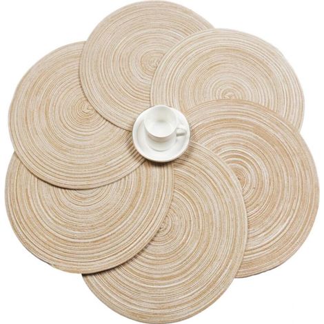 6pcs Sets de Table Ronds en Coton Lavables Résistant à la Chaleur Sets de Table Antidérapants Noël Rond Beige Sets de Table Décor pour la Fête de Mariage, 38x38 cm sunflower (1/2)
