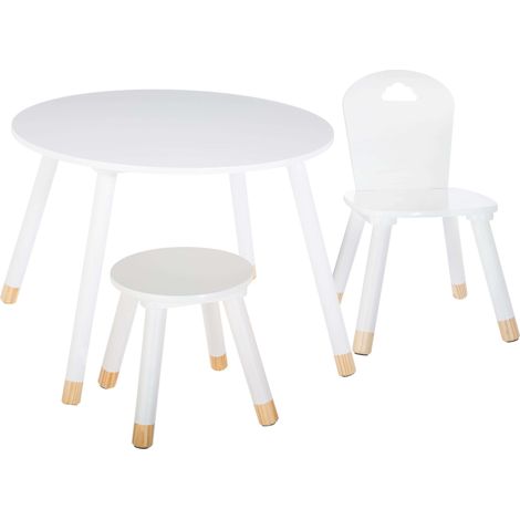 Pack Infantil Mesa + Silla + Taburete Douceur Dormitorio Infantil Melamina Color Blanco (1/5)