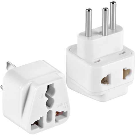 Adaptateur de voyage USA vers Argentine et Uruguay — Type I (Argentine) et Type N (Universel) — Lot de 2 (Blanc)