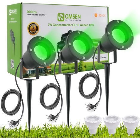 Spot de Jardin sur Piquet GU10 7W, Lumière Verte, Aluminium Solide, Étanche IP67, Ampoules Remplaçables, Spot à Piquer LED Extérieur pour Jardin, Cour, Arbre, Pelouse, Plantes, Clôture (1/5)