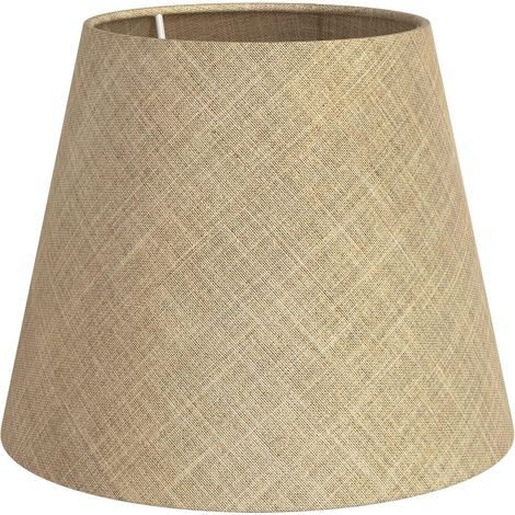 1 Abat-jour, Forme ronde, Lin et jute, 200mm, Beige naturel, Pour lampe de table (1/5)
