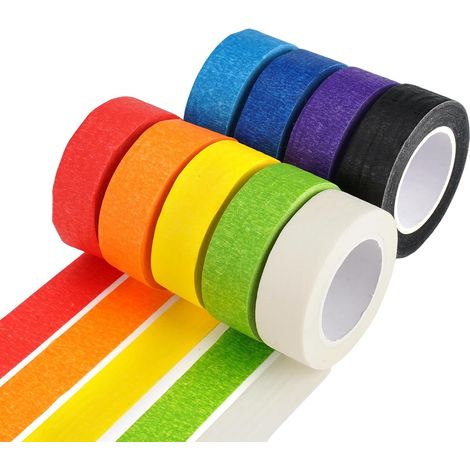 9 Rouleaux Iridescent Ruban Adhésif Décoratif, 20 mm x 13 m Ruban de Masquage Coloré, pour Travaux Manuels, Cours d'art, Peintres, DIY, Maison, Bureau, Salle de Classe (1/5)