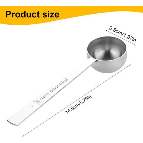 EIHI 1 Pièces Cuillère Doseuse Café, Cuillère Doseuse, Cuillère De Mesure De Café en Acier Inoxydable,15Ml Cuillère À Café, Cuillère À Café Doseur À Long Manche pour Café, Lait en Poudre, Poudre
