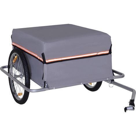 Remorque vélo de transport pliable en acier avec boîte Oxford noire, capacité 40 kg (1/5)
