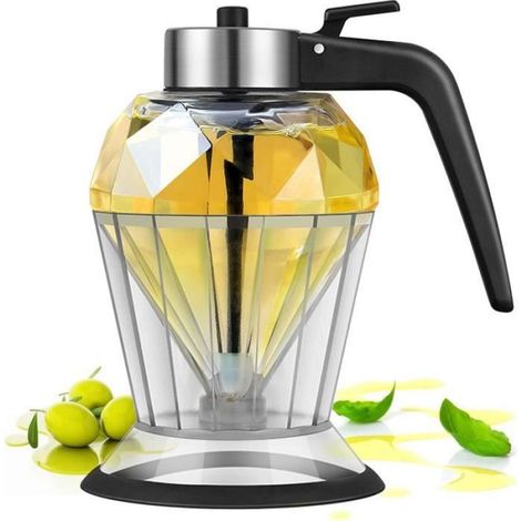 Distributeur Huile Miel - Verre Borosilicate - Design Diamant - Antidérapant - Sans Plomb - 500 ml (1/4)