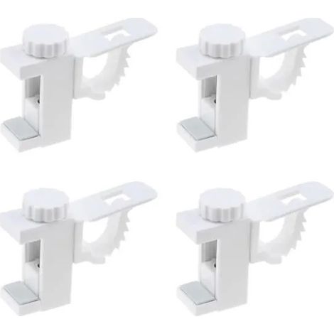 Support de Pince Porte-rideaux - 4 Pièces - Blanc - Réglable - Forte capacité de charge (1/4)