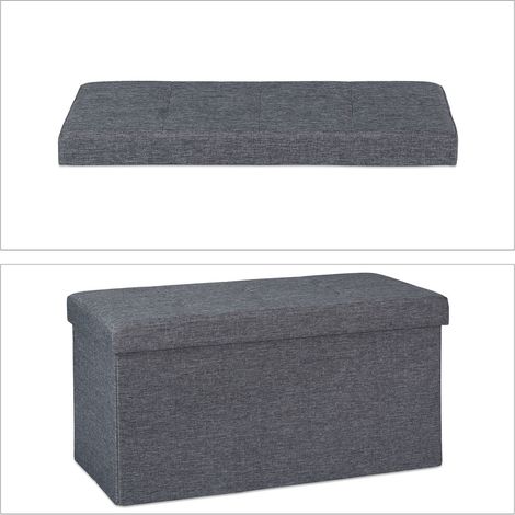Panca pieghevole contenitore 76 x 37 x 38,5 cm pratica e confortevole in stile moderno in MDF grigio 130010001