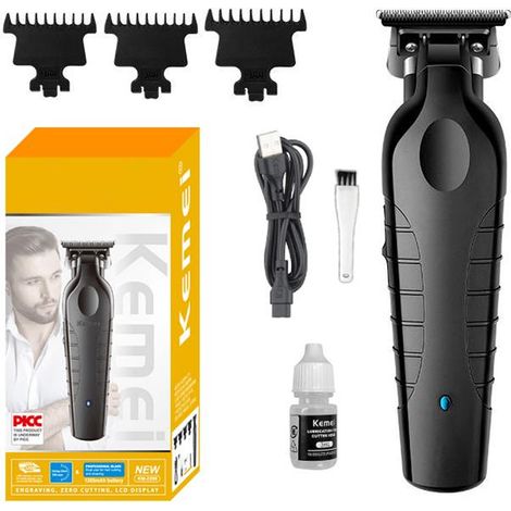 Tondeuse à Cheveux Sans Fil - Lame T Zero Gap Précise - Pour Barbe et Contours Hommes - Avec 3 Sabots de Guidage (1/5)