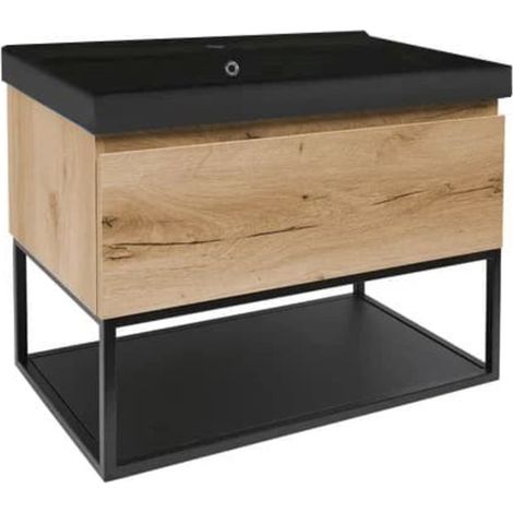 Meuble de salle de bains SAT avec cadre - B-Way - avec vasque mobilier 59x30x45 - Chêne