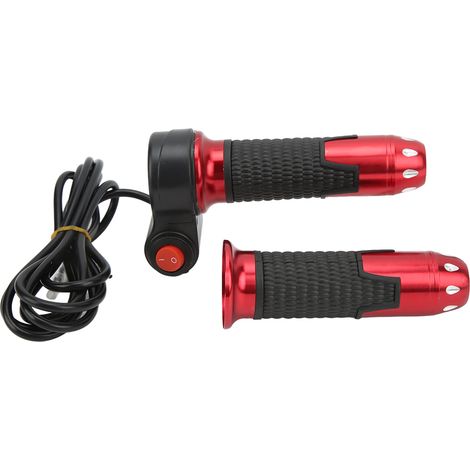 Universeller 12V-99V Gasgriff, 1 Paar, für Lenker von E-Bikes und E-Scootern, drehbarer Griff mit rotem Knopf (1/5)