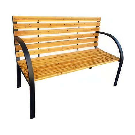Panchina da Giardino a 2 Posti in Acciaio e Legno 122 x 60 x h 81 cm Ritrovo