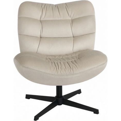 Poltrona lounge girevole 80x70x82 cm in ciniglia color crema moderna FloraGrace (1/5)