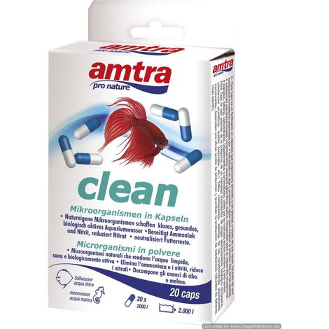 Set 6 pezzi Amtra Clean Caps Attivatore batterico per filtri d’acquari d’acqua dolce e marina con attivatore del ciclo dell’Azoto