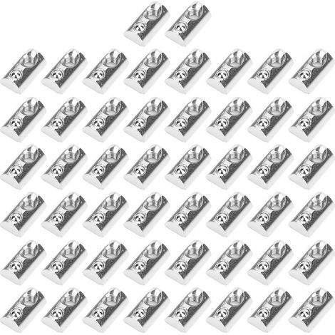 50 pièces rouleau rond T fente écrou à ressort nickelage raccords de connexion en acier au carbone (M8) (1/5)