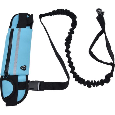 Sportgürteltasche Leinen-Set, reflektierendes, elastisches, explosionsgeschütztes Hundelaufseil zum Spazierengehen und Laufen, Himmelblau (1/5)