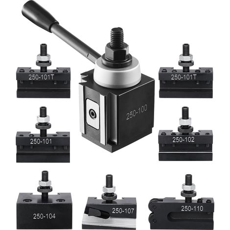 VEVOR Ensemble de poteaux deoutil a changement rapide, 8 pcs, porte-outil de tour, poteau deoutil de type cale et accessoires, pour mini-tour 152,4-305 mm et tour a metaux, materiau en acier durable