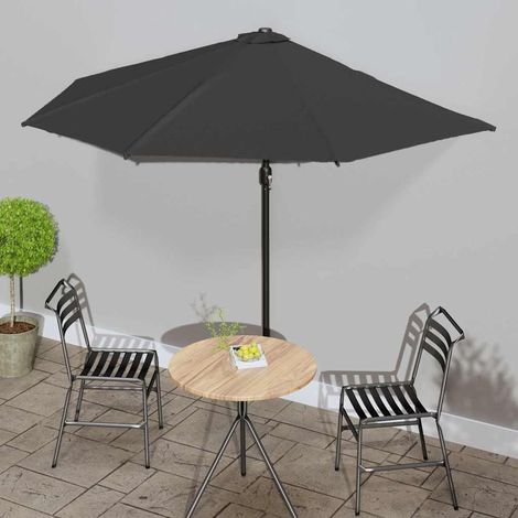 Parasol de balcon - Parasol de Jardin Parasol droit avec mât en aluminium Noir 300x150x253cm Demi BV971846 - BonneVie (1/5)