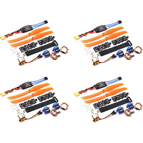 4X 1400KV  sans Balais 30A ESC Prise SG90 9G Mini Servo 8060 Hélice pour Hélicoptère Avion à Voilure Fixe Télécommandé (1/5)