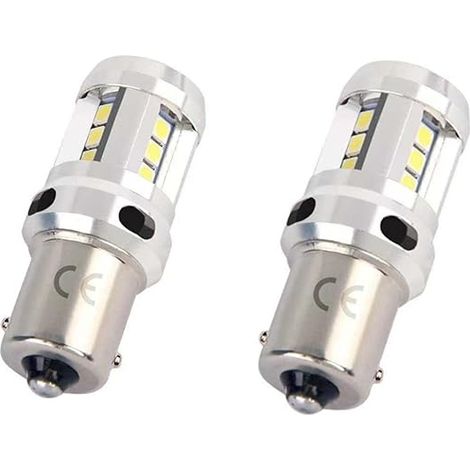1156 Ba15s P21w LED Ampoules 12V 24V, 18SMD Blanche 6000K, Pour Auto Voiture RV DRL Feux de Jours, Feu de Recul, Brouillard arrière. (1/3)