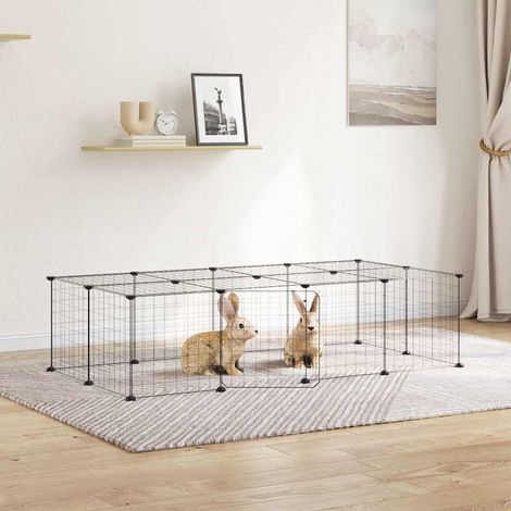 vidaXL Jaula para mascotas de 20 paneles puerta acero negro 140x70x35 cm (1/5)