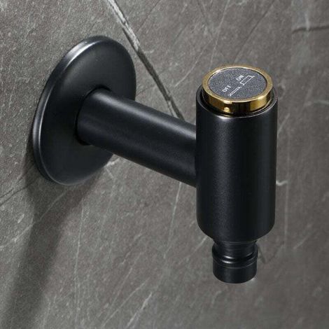 Black and gold brass wall-mounted tap, bathroom cold water tap, washing machine tap (1/4)