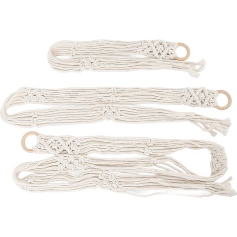 Lot de 3 porte-chapeaux tressés à plusieurs niveaux avec pompons décoratifs (1/5)