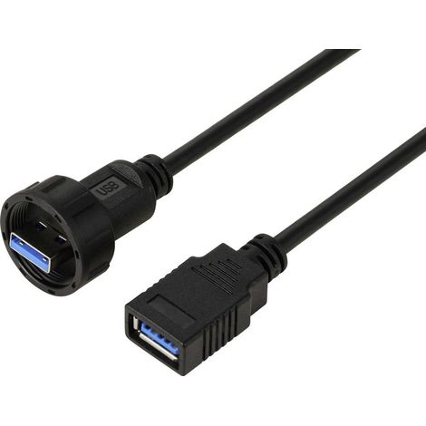 Prise USB 3.0 sur fiche mâle, IP67 (filetage), câble 0,5 m TC-E13T-MU3-MWA/FU3-NWA-0.5PV-S Câble en plastique étanche T (1/3)