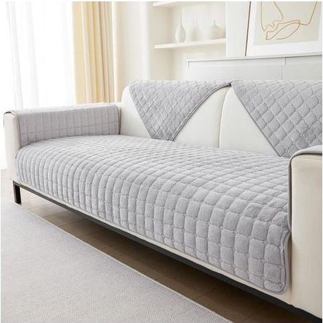 Waschbare Flanell-Sofabezüge - Neue Kissenbezüge, rutschfeste Sofabezüge für 1-, 2- oder 3-Sitzer-Ecksofas, L-förmige Sofabezüge (hellgrau, 70 x 70) (1/4)