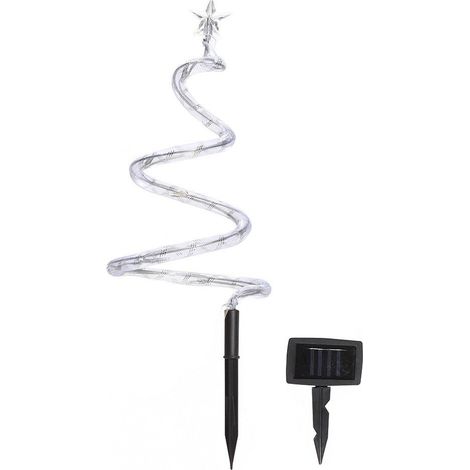 OSE – Lot de 4 sapins lumineux à LED en spirale – Hauteur 32 cm – Éclairage solaire multicolore – 2 modes fixe ou clignotant (1/2)