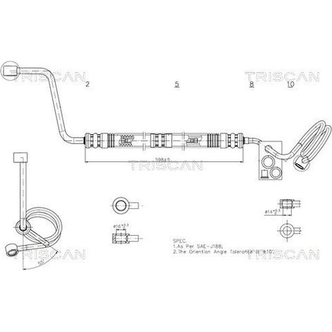 Tuyau hydraulique, direction TRISCAN 8516 29037 AUDI 8E1 422 893 AT