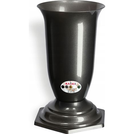 KADAX Grabvase aus Kunststoff, Blumenvase, Steckvase für Grab, 15 cm, grafit