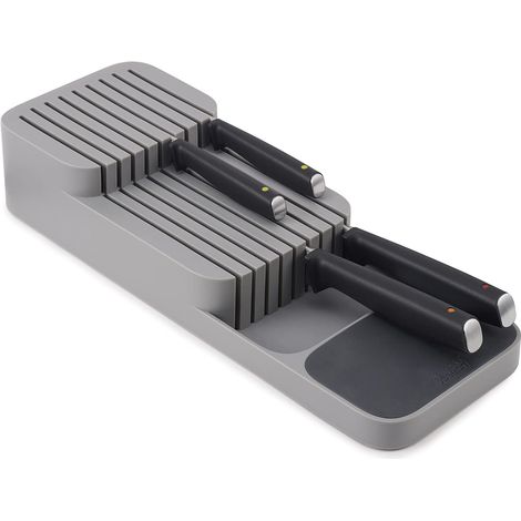 Knife Organiser, peut contenir jusqu'à 9 couteaux, organisation de la cuisine et rangement dans les tiroirs - compact, gris (1/5)