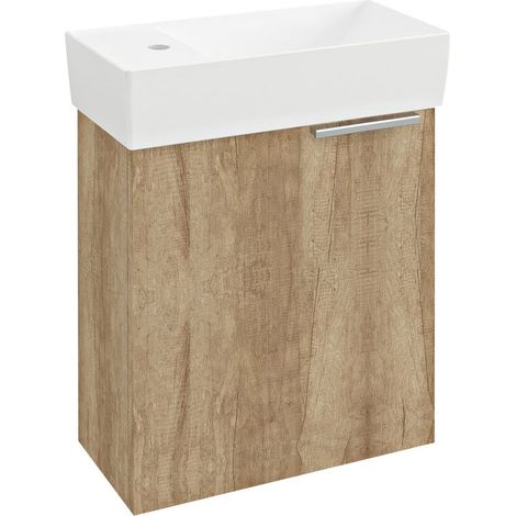 Sapho Latus - Meuble pour lave-mains 50x44x22 mm, 1 porte D/G, chêne Alabama LT090-2222