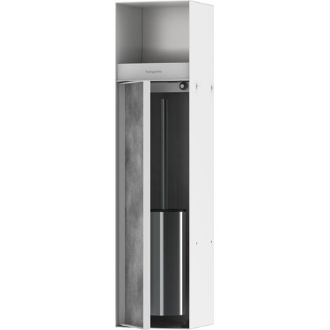 Hansgrohe XtraStoris Rock - Portarotolo ad incasso con scopino WC, con sportelli, bianco opaco 56062700 (1/5)