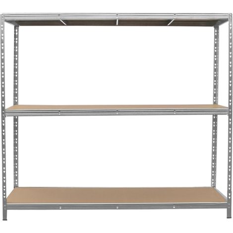 Unité de Rayonnage HD en Acier Galvanisé Rangement 200cm x 186cm x 60cm 3 Niveaux Capacité de 1200kg Sans Boulons