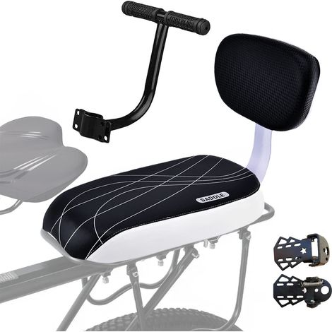 Coussin de Siège Arrière pour Vélo,Vélo Pièces Accessoires Sièges,y Compris Coussin et Dossier, Accoudoirs de Repose Pieds, Mains Courantes pour Enfant Ou Adultes (1/5)